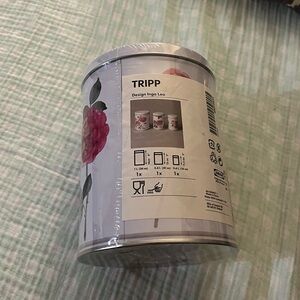 IKEA TRIPP Floral Rose Storage Tins ~ 3 tins ~ NWT